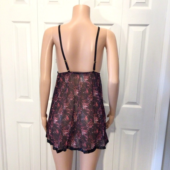 Spree Intimates 2Pc Pink Abstract Triangle Cup Sequin Babydoll Set Size Large - Picture 5 of 7